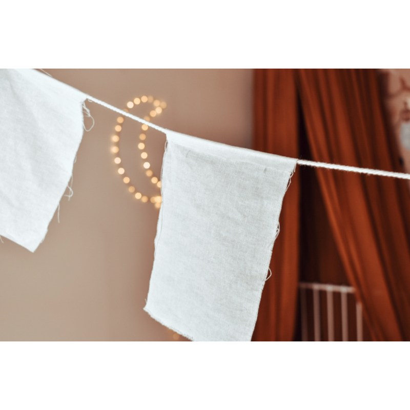 Cotton Design White Linen Flag Garland