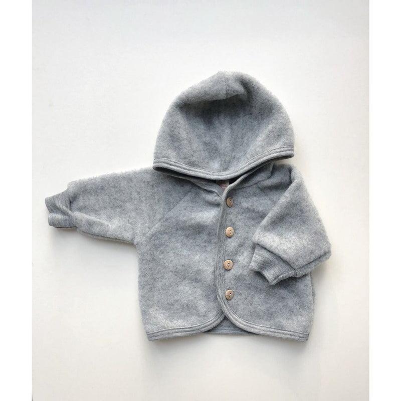 Engel Natur Grey Melange Wool Hooded Jacket