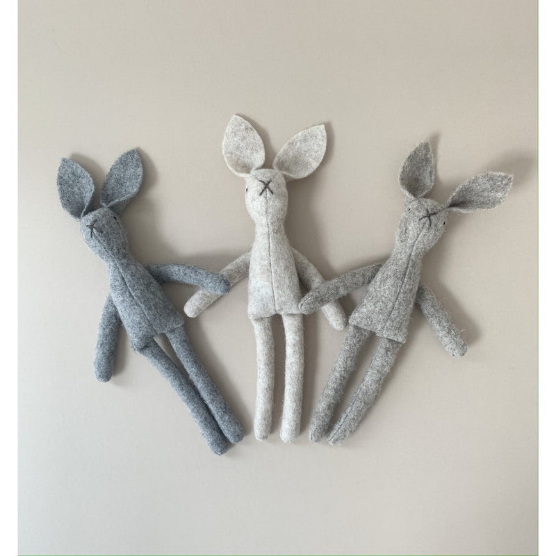 Mims Heritage Grey Natural Wool Bunny